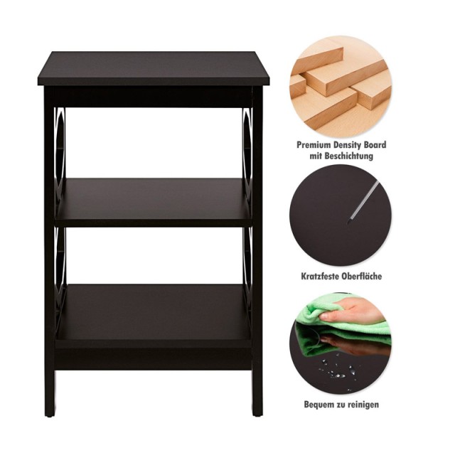 Σετ Ξύλινα Κομοδίνα με 3 Ράφια 40 x 40 x 61 cm 2 τμχ Costway HW65690CF-2