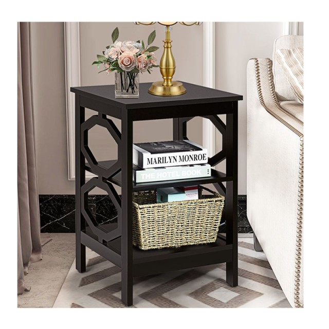 Σετ Ξύλινα Κομοδίνα με 3 Ράφια 40 x 40 x 61 cm 2 τμχ Costway HW65690CF-2