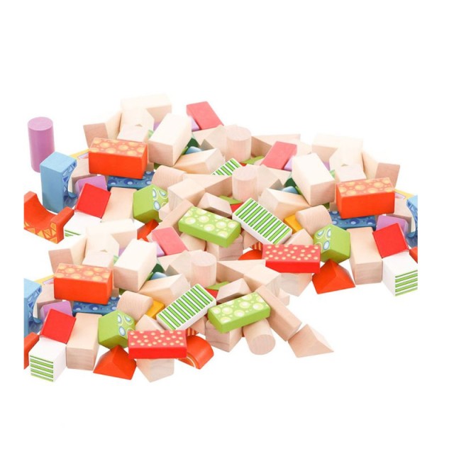 Σετ Ξύλινα Τουβλάκια σε Κουβά 100 τμχ Ecotoys 2007