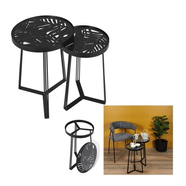Σετ Ξύλινα Βοηθητικά Τραπέζια Nesting 50 cm 2 τμχ Home Deco Factory HD7196
