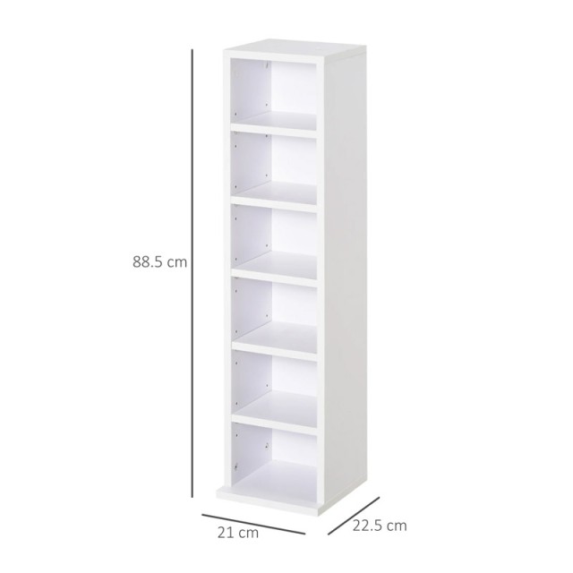 Σετ Ξύλινες Βιβλιοθήκες με 6 Ράφια 21 x 22.5 x 88.5 cm 2 τμχ HOMCOM 833-872WT