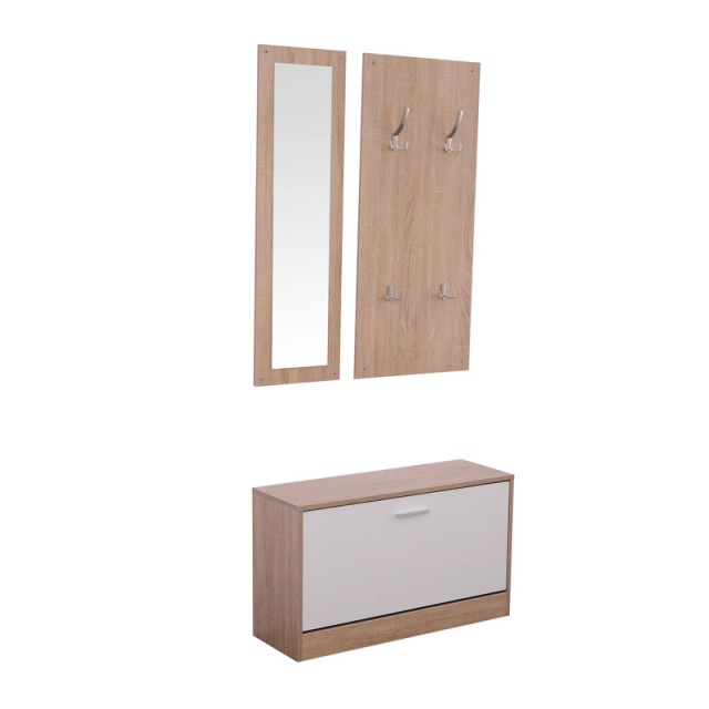 Σετ Ξύλινο Έπιπλο Εισόδου με Καθρέπτη 80 x 27 x 46.5 cm HOMCOM 837-006