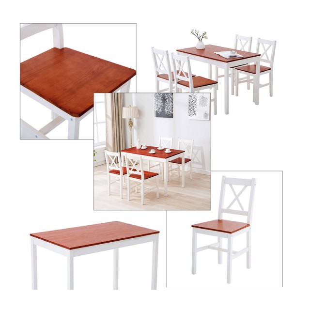 Σετ Ξύλινο Τραπέζι Κουζίνας 108 x 64 x 73 cm με 4 Καρέκλες Hoppline HOP1001322