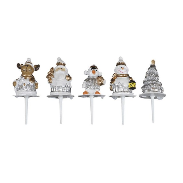 Set of Christmas Plastic Candy Decorations - Toppers 5 pcs Lily Cook KP5725