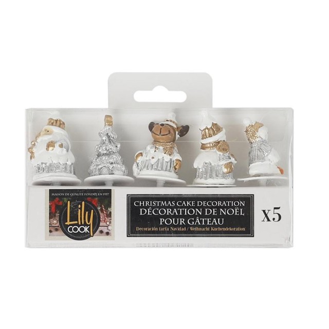 Set of Christmas Plastic Candy Decorations - Toppers 5 pcs Lily Cook KP5725