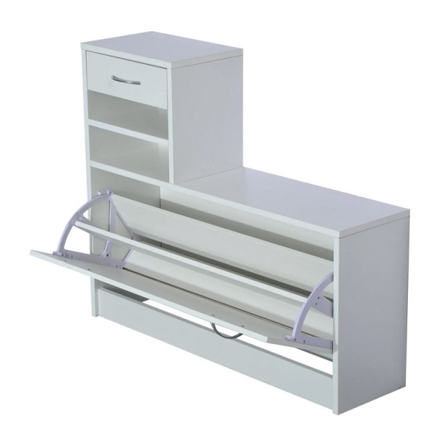 Σετ Ξύλινο Έπιπλο Εισόδου με Καθρέπτη 90 x 24 x 75 cm Χρώματος Λευκ...