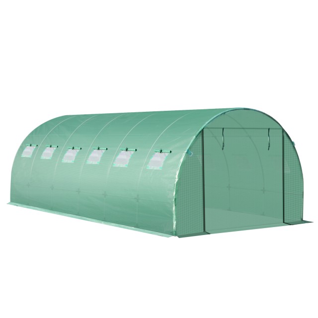 Κάλυμμα θερμοκηπίου PE Outsunny με 12 παράθυρα 6x3x2 m, πράσινο 845-382GN