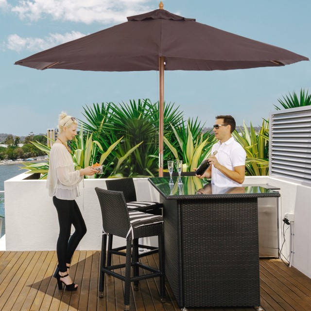 Ομπρέλα Outsunny Garden and Terrace σε Ξύλο Πολυεστέρα 2,5x2,3m καφέ 01-0582