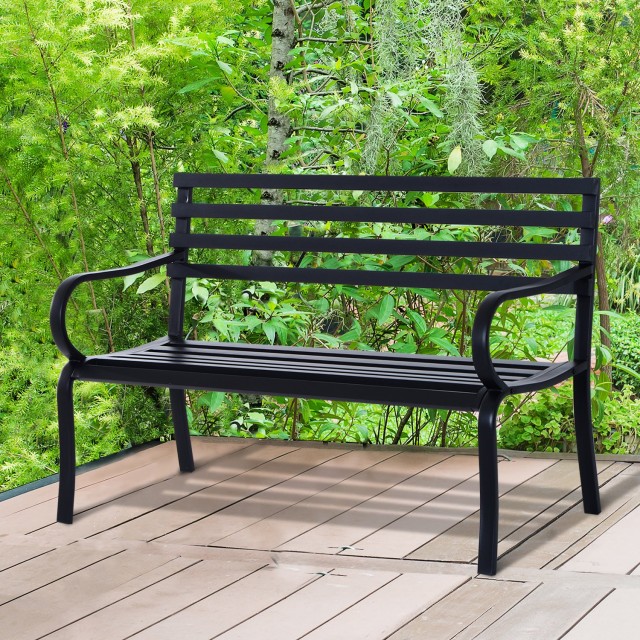 Πάγκος Κήπου Outsunny σε Μαύρο Μεταλλικό 127 x 62 x 82 εκ 84B-010
