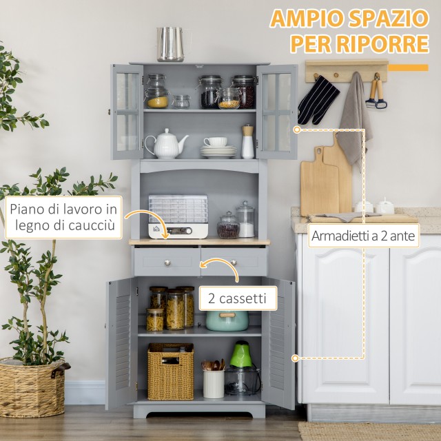 Ξύλινος Μπουφές 68 x 39.5 x 170 cm Χρώματος Γκρι HOMCOM 835-276V00GY