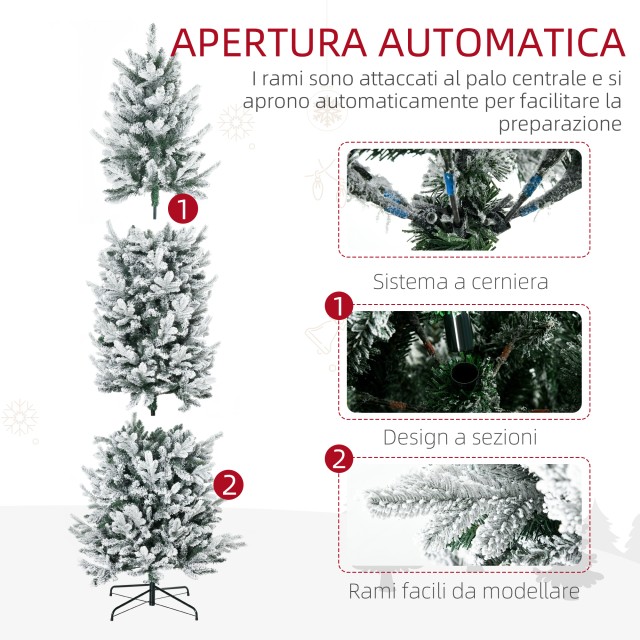Χιονισμένο Χριστουγεννιάτικο Δέντρο 225 cm με 988 Κλαδιά HOMCOM 830-730V03GN
