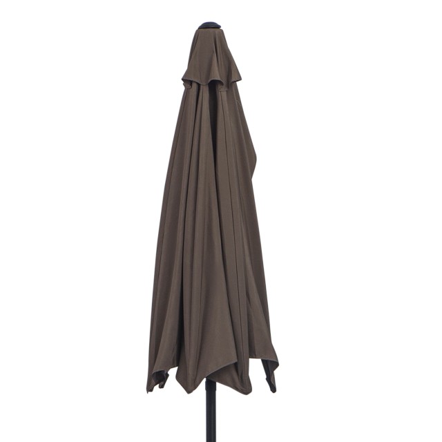 Outsunny Space-Saving Mezzaluna Wall Ombrella με άνοιγμα μανιβέλας, καφές 84D-007CF