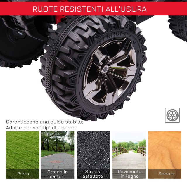 HOMCOM 12V Electric Kids Quad με λειτουργικούς προβολείς και πεντάλ, επαναφορτιζόμενη μπαταρία, κ.λπ. 3-5 ετών, 100x65x73cm - Μαύρο / Κόκκινο 370-170V90RD