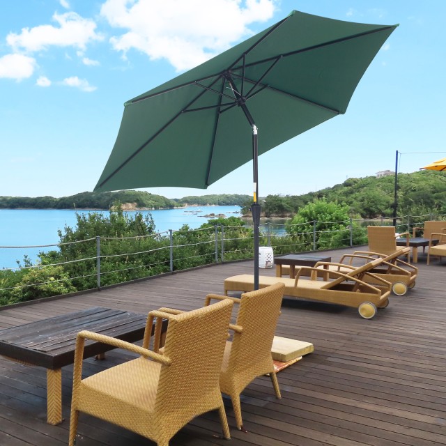 Outsunny Tilting Garden Beach Ομπρέλα Αλουμινίου και Πολυεστέρα Φ2,7×2,35m Σκούρο Πράσινο 84D-032GN