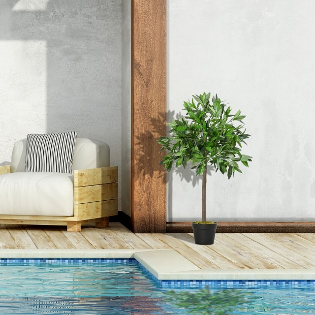 Outsunny Σετ με 2 Τεχνητές Δάφνες σε Γλάστρες Ύψος 90cm για εσωτερικούς και εξωτερικούς χώρους 844-364V01