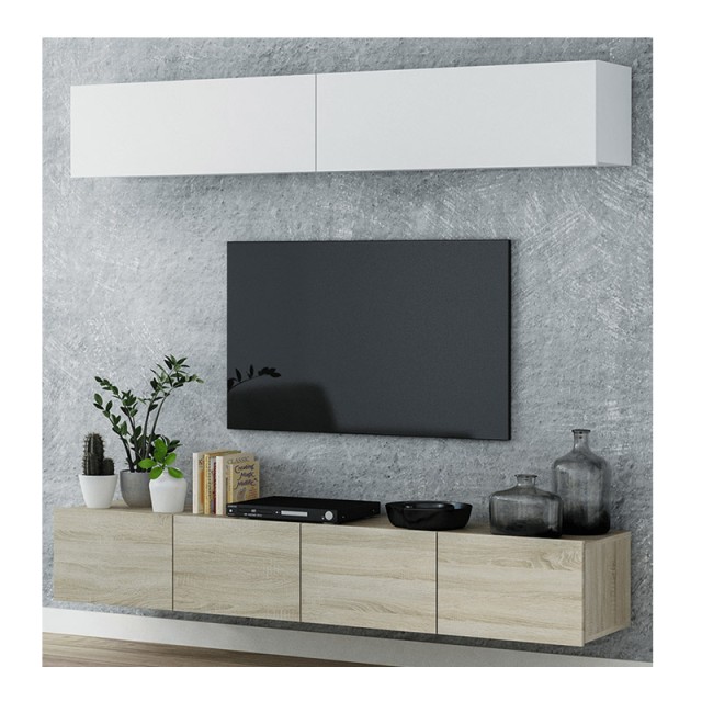 Σύνθεση Σαλονιού 200 x 42.5 x 34 cm Χρώματος Καφέ Ανοιχτό - Λευκό M...