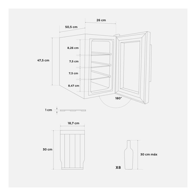 Συντηρητής Κρασιών 23 Lt - 8 Φιάλες VINARIAM WOOD 800 IKOHS 8435572...