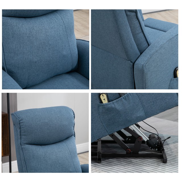 Πολυθρόνα HOMCOM Lift Relax με 8 σημεία μασάζ, ανάκλιση 135° και 2 τηλεχειριστήρια, μπλε 700-106V90BU