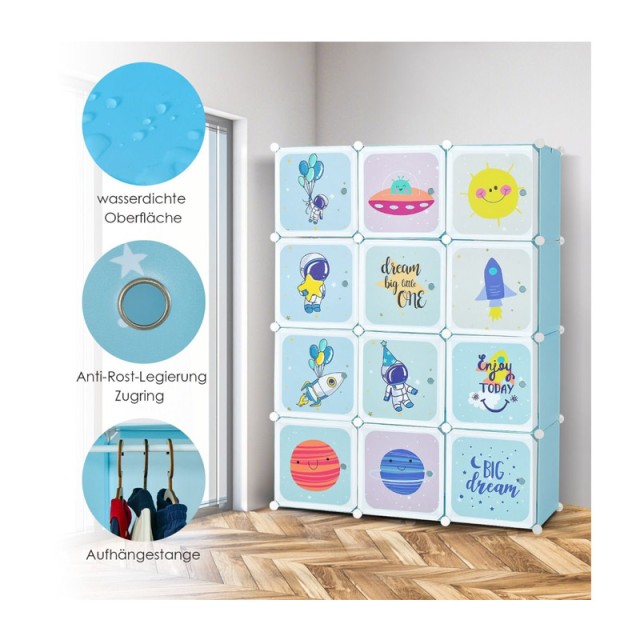 Σύστημα Αποθήκευσης - Παιδική Αρθρωτή Ντουλάπα με 12 Κύβους και 2 Ρ...