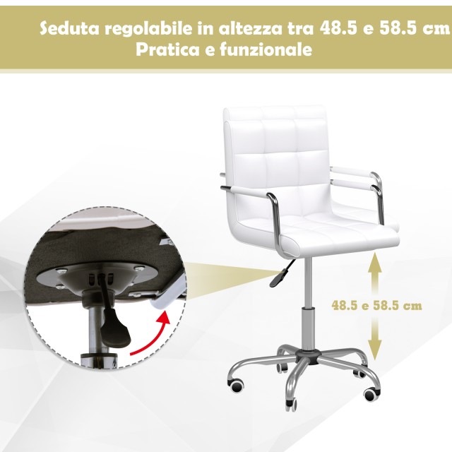 Καρέκλα Γραφείου 52.5 x 54 x 84-99 cm Χρώματος Λευκό HOMCOM 02-0701