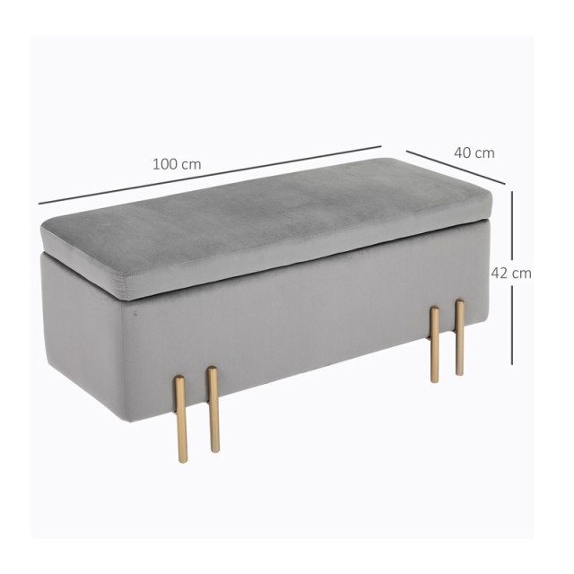 Σκαμπό με Αποθηκευτικό Χώρο 42 x 100 x 40 cm HOMCOM 838-024GY