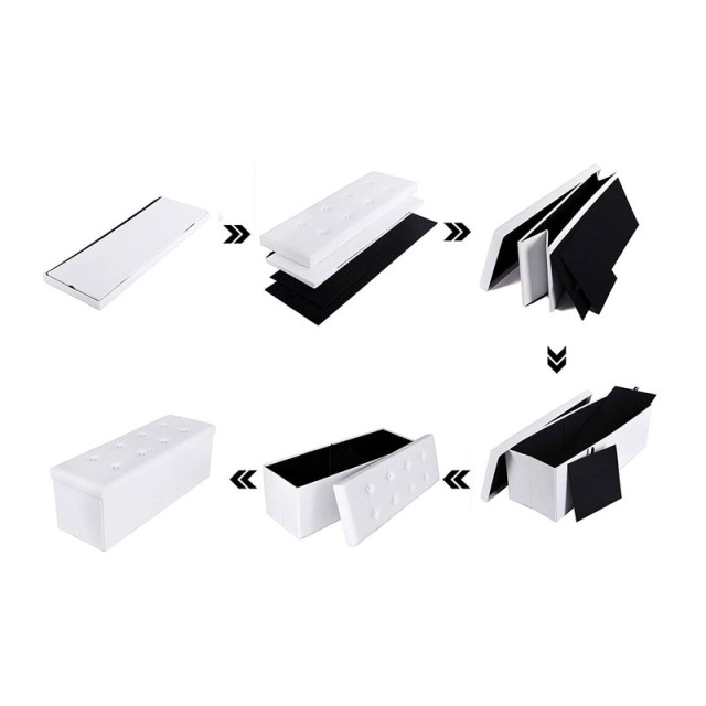 Σκαμπό με Αποθηκευτικό Χώρο 110 x 38 x 38 cm Χρώματος Λευκό Songmic...