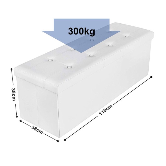 Σκαμπό με Αποθηκευτικό Χώρο 110 x 38 x 38 cm Χρώματος Λευκό Songmic...
