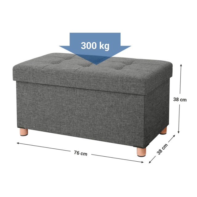 Σκαμπό με Αποθηκευτικό Χώρο 76 x 38 x 40 cm Songmics LSF16GYZ