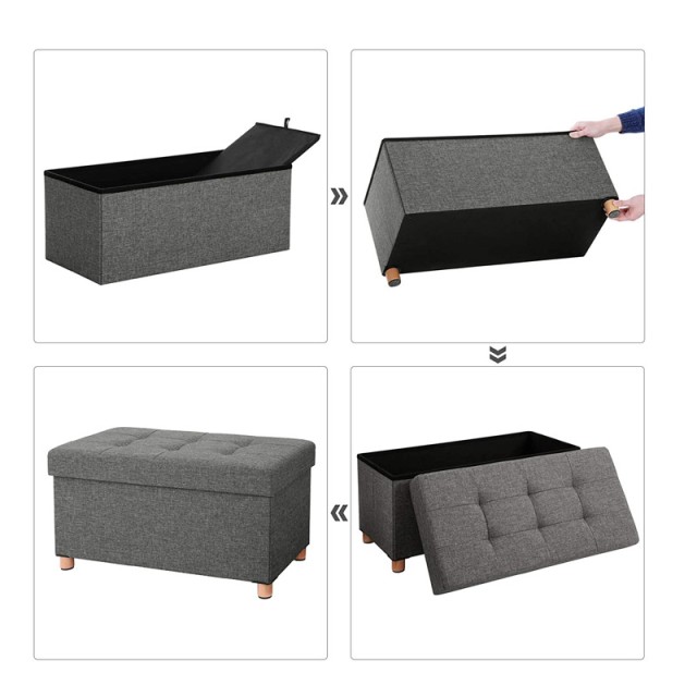 Σκαμπό με Αποθηκευτικό Χώρο 76 x 38 x 40 cm Songmics LSF16GYZ