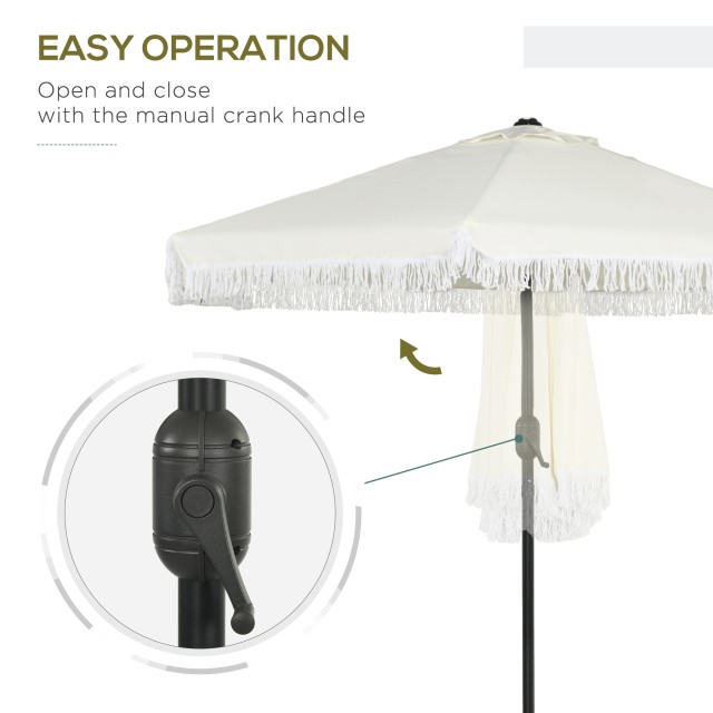 Outsunny Tilting Garden Umbrella 2,3x2,2m με κεντρικό κοντάρι και μανιβέλα, κρέμα 84D-310V00CW