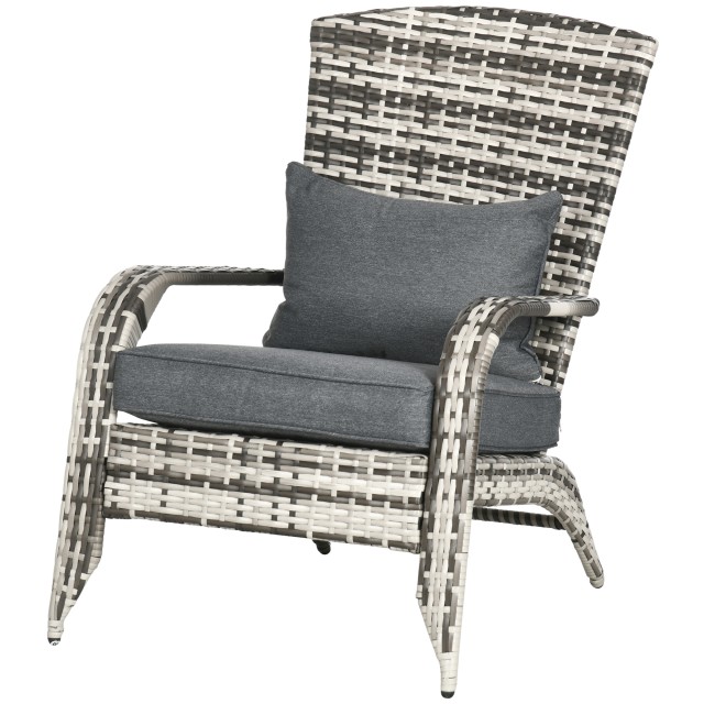 Outsunny Adironrack Καρέκλα Κήπου με μπράτσα, σε Rattan and Steel, 64x80x90 cm, Γκρι 867-068V00GY