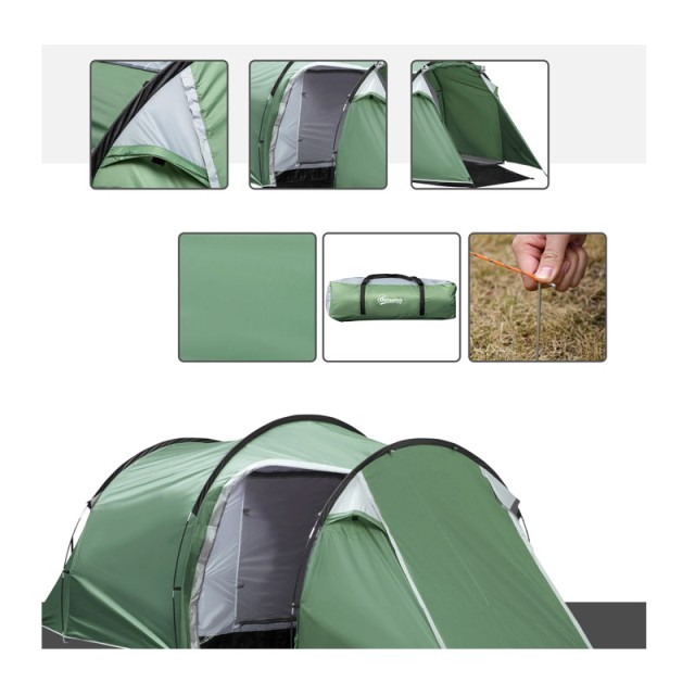 Σκηνή Camping 4 Ατόμων με Προθάλαμο 1000 mm 426 x 206 x 154 cm Outsunny A20-173