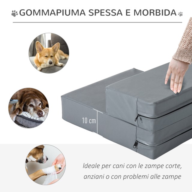 PawHut Dog Ladder Στρώμα 2 σε 1 σε PU και αφρό 45x39x20cm Γκρι D06-009GY