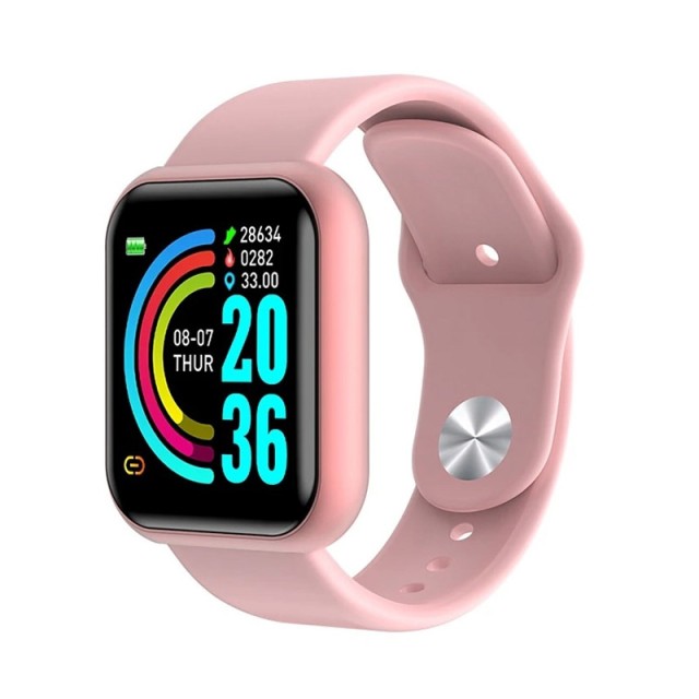 Smartwatch L18 με Μετρητή Καρδιακών Παλμών Χρώματος Ροζ SPM L18-Pink