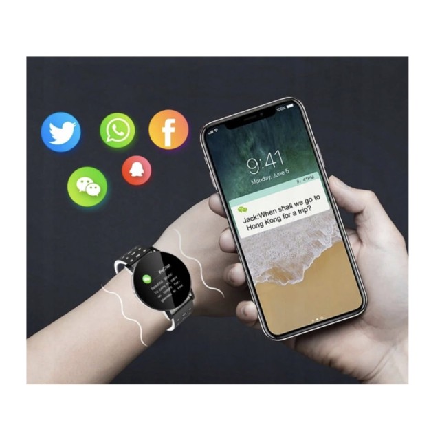 Smartwatch 119 Plus με Μετρητή Καρδιακών Παλμών Χρώματος Μαύρο - Λευκό SPM SB119-Black-White