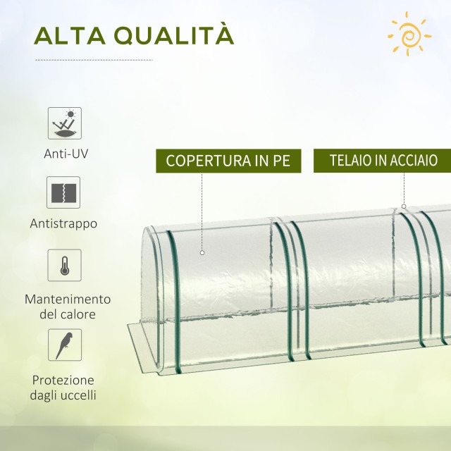 Θερμοκήπιο Outsunny Tunnel από διαφανές PVC και ατσάλι με αρθρωτές πόρτες, 295x100x80 cm 845-234V04CR