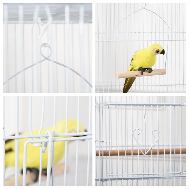 PawHut Bird Cage with Perches, Swing and Bowls, Metal and Plastic Aviary, 46,5x35,5x92cm, Λευκό D10-018V01WT