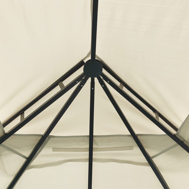Outsunny Garden Gazebo με κουνουπιέρα και στέγη από πολυεστέρα 2 επιπέδων, μεταλλικό πλαίσιο, 3,65x3m, μπεζ 84C-317