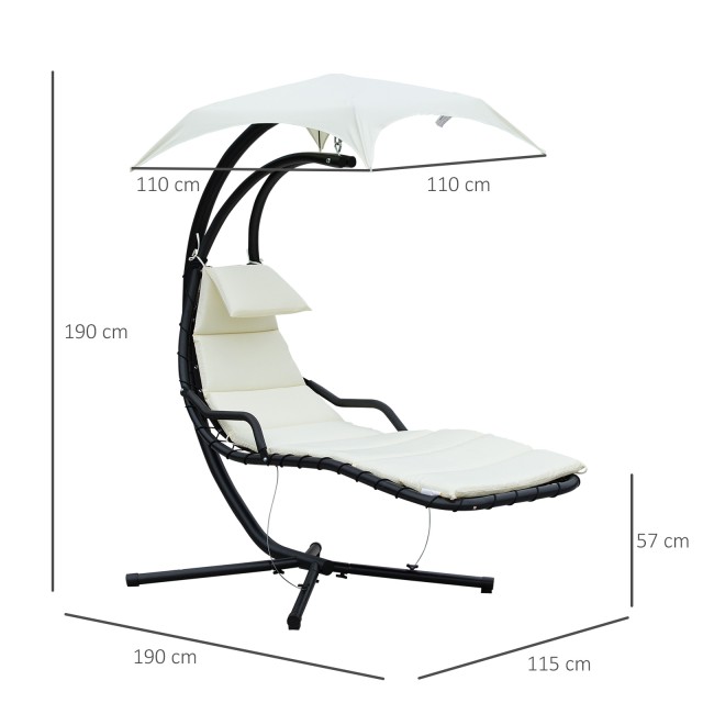 Outsunny Sun Lounger Chaise Longue Ξαπλώστρα με Canopy Cream 190 11...