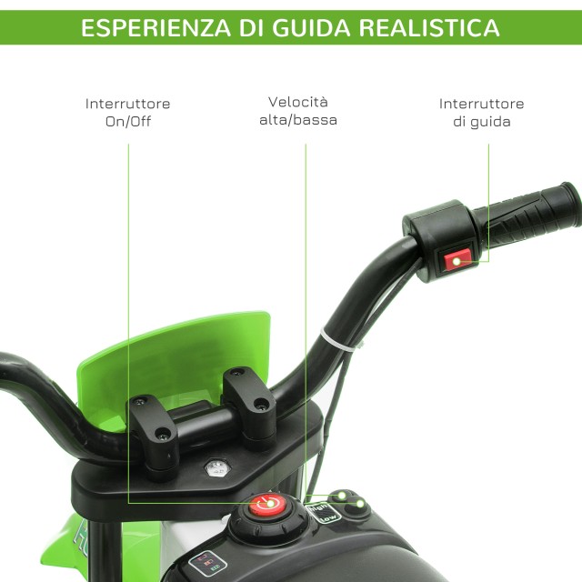 HOMCOM Electric Cross Bike για παιδιά 3-5 ετών - Πράσινο 370-165V90GN