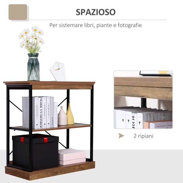 HOMCOM Industrial Style Βιβλιοθήκη Πολλαπλών Χρήσεων Κινητό Ξύλο και Μέταλλο - Καφέ / Μαύρο 838-101