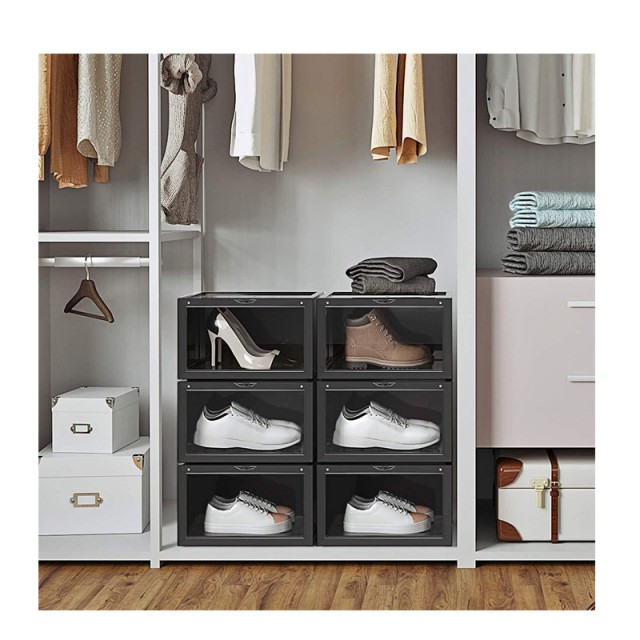 Stand Αποθήκευσης 6 Ζευγαριών Παπουτσιών 36 x 28 x 22 cm Χρώματος Μαύρο Songmics LSP06CB