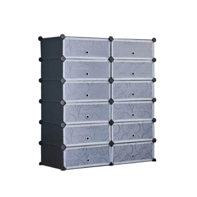 Stand Αποθήκευσης 24 Ζευγαριών Παπουτσιών 92 x 36 x 105 cm Χρώματος Μαύρο Hoppline HOP1001016-1