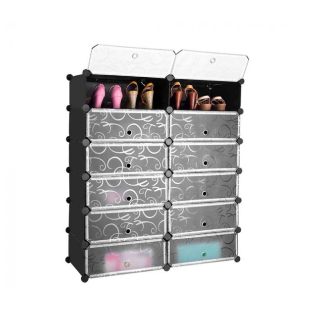 Stand Αποθήκευσης 24 Ζευγαριών Παπουτσιών 92 x 36 x 105 cm Χρώματος Μαύρο Hoppline HOP1001016-1