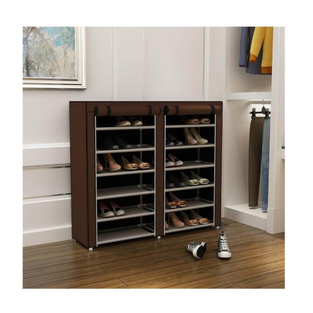 Stand Αποθήκευσης Παπουτσιών με 12 Ράφια 29 x 115 x 109 cm Χρώματος Καφέ Hoppline HOP1000975-1