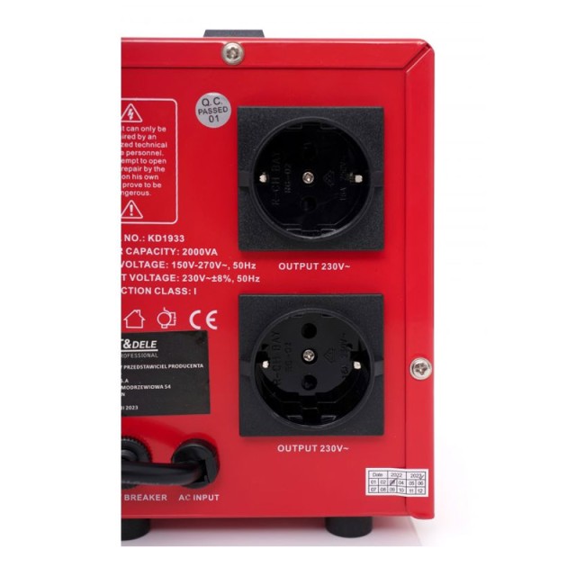 Σταθεροποιητής Τάσης AVR 2000VA 230V Kraft&Dele KD-1933