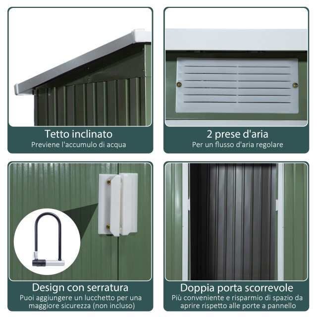 Outsunny Steel Garden υπόστεγο με διπλή συρόμενη πόρτα και αεραγωγο...