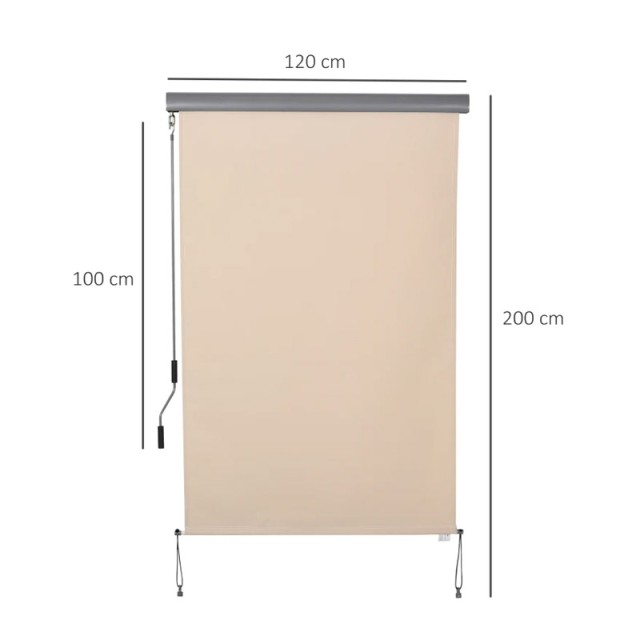 Στόρι Σκίασης Ρόλερ με Μανιβέλα 120 x 200 cm Outsunny 830-235CW