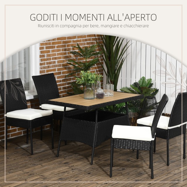 Outsunny Steel and PE Rattan Τραπέζι κήπου εξωτερικού χώρου και σετ...