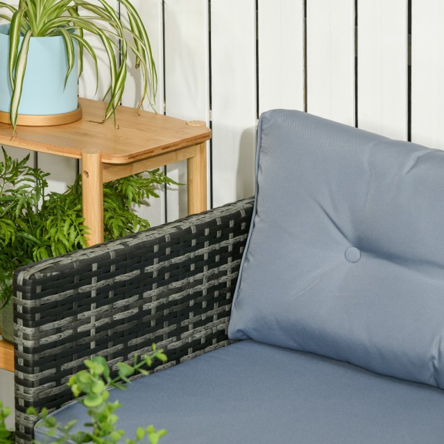 Σετ σαλονιού Outsunny Garden με Loveseat, Chaise Longue και PE Rattan Τραπεζάκι σαλονιού με μαξιλάρια, γκρι 860-121V00GY